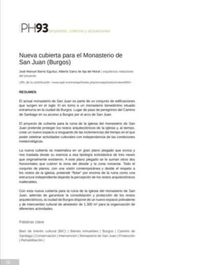 Revista PH93 - Nueva cubierta para el Monasterio de San Juan (Burgos)- Artículo de Alberto Sainz de Aja